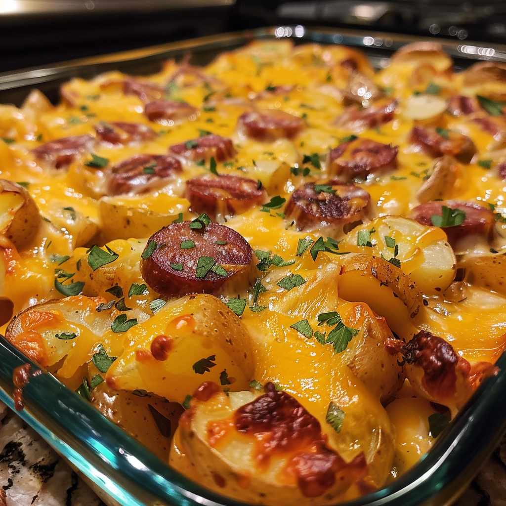 Cheesy Ranch Potatoes and Smoked Sausage
