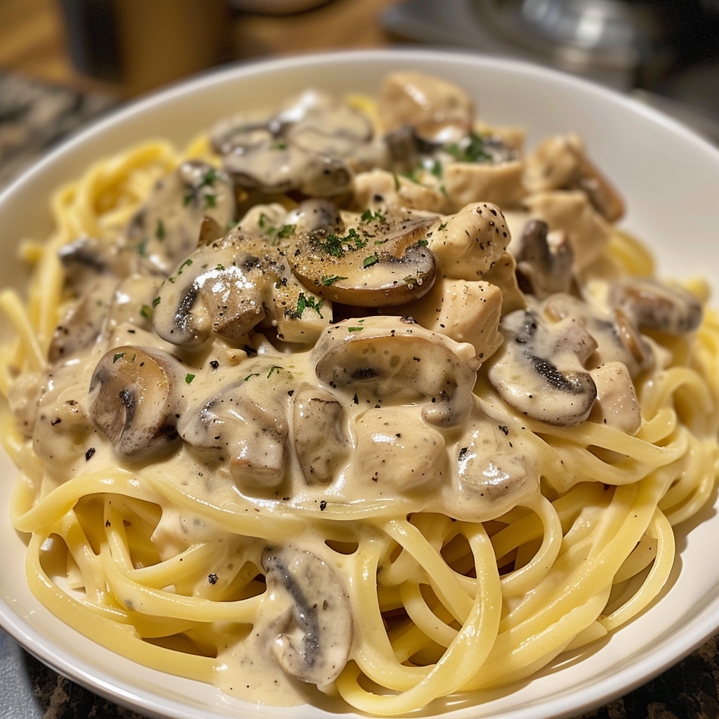 Chicken and Mushroom Pasta in Dreamy Cream Sauce
