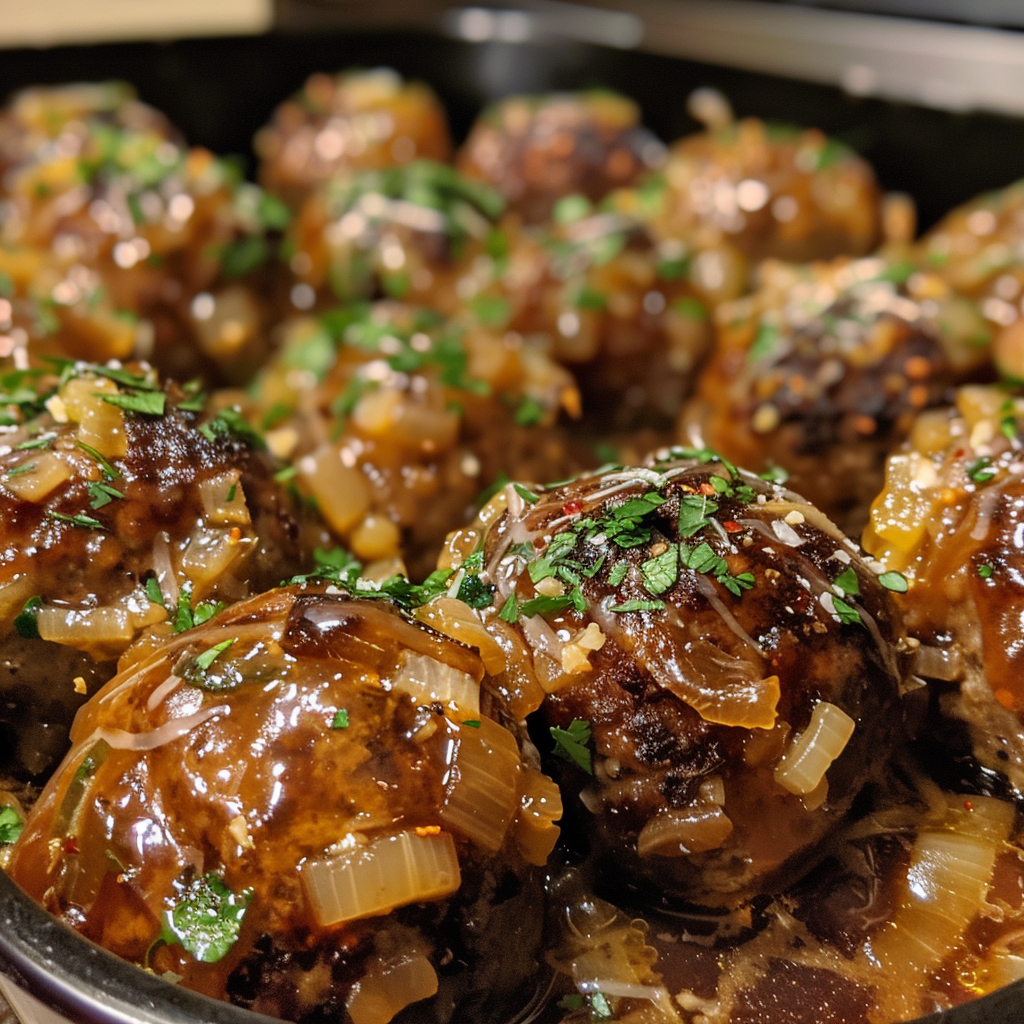 Crock Pot French Onion Meatballs