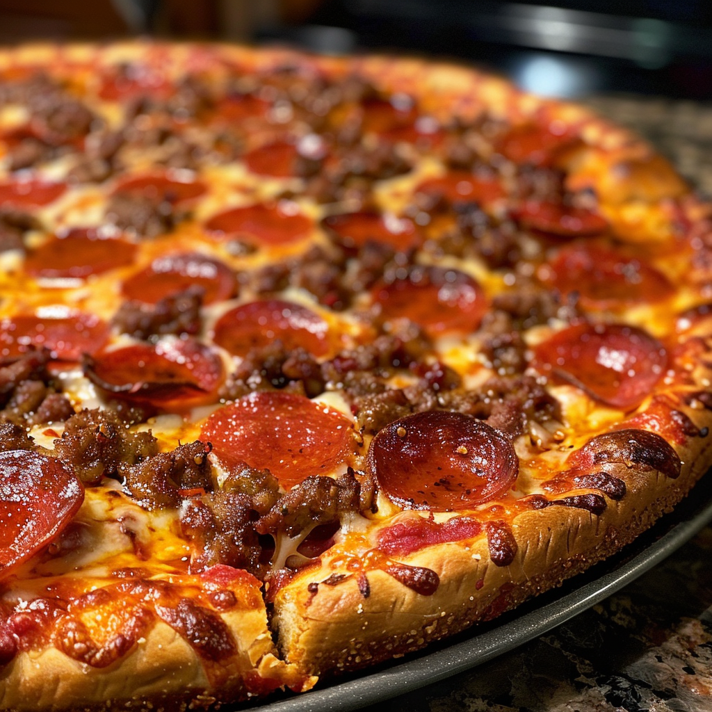 Deep Hamburger Sausage & Pepperoni Pie
