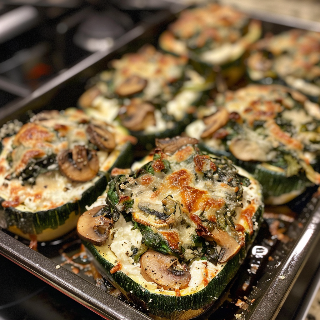 Spinach, Mushroom, and Ricotta Stuffed Zucchini 3 GGGGGGG