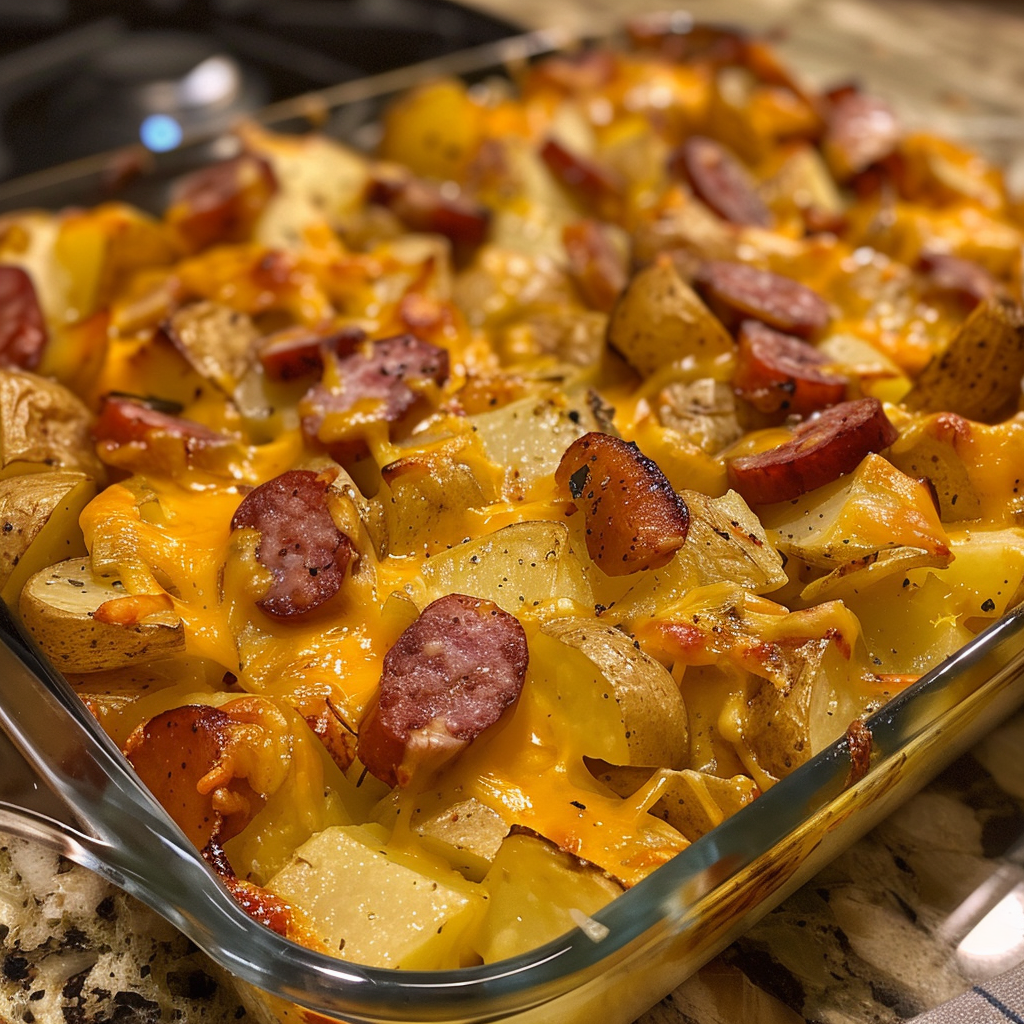 Cheesy Ranch Potatoes and Smoked Sausage