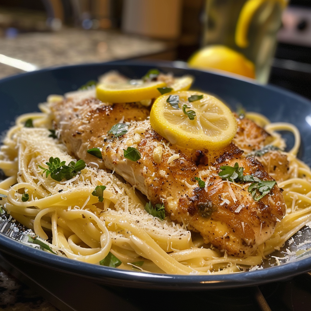 Lemon Garlic Butter Chicken with Creamy Parmesan Pasta