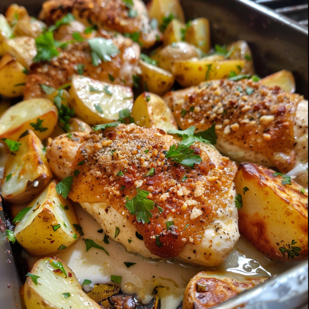 Garlic Parmesan Chicken and Potatoes – Easy One-Pan Dinner 3 Garlic Parmesan Chicken and Potatoes