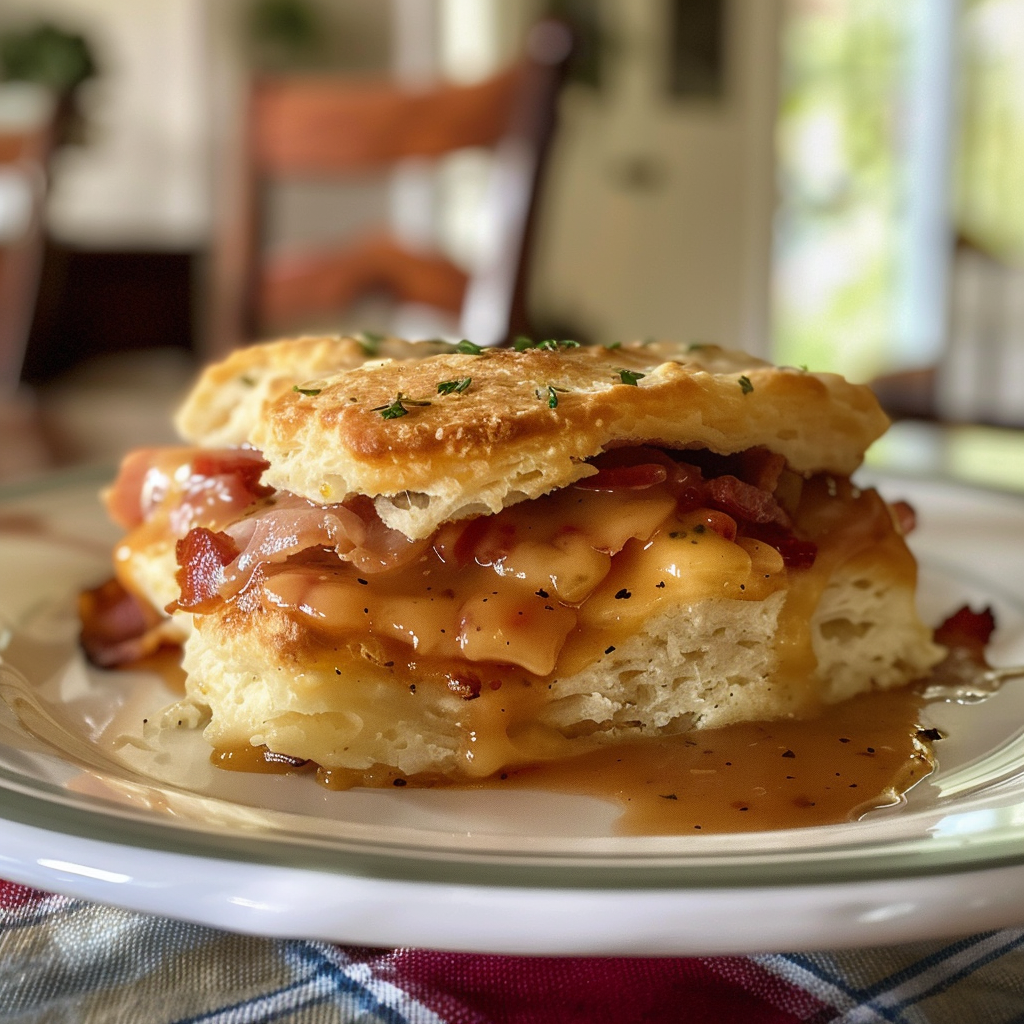 Buttermilk Biscuits with Tomato Gravy and Bacon 3 CC