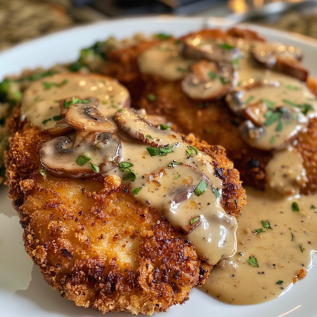 Golden Crispy Chicken with Parmesan Mushroom Sauce – The Ultimate Comfort Dish 3 Golden Crispy Chicken with Parmesan Mushroom Sauce