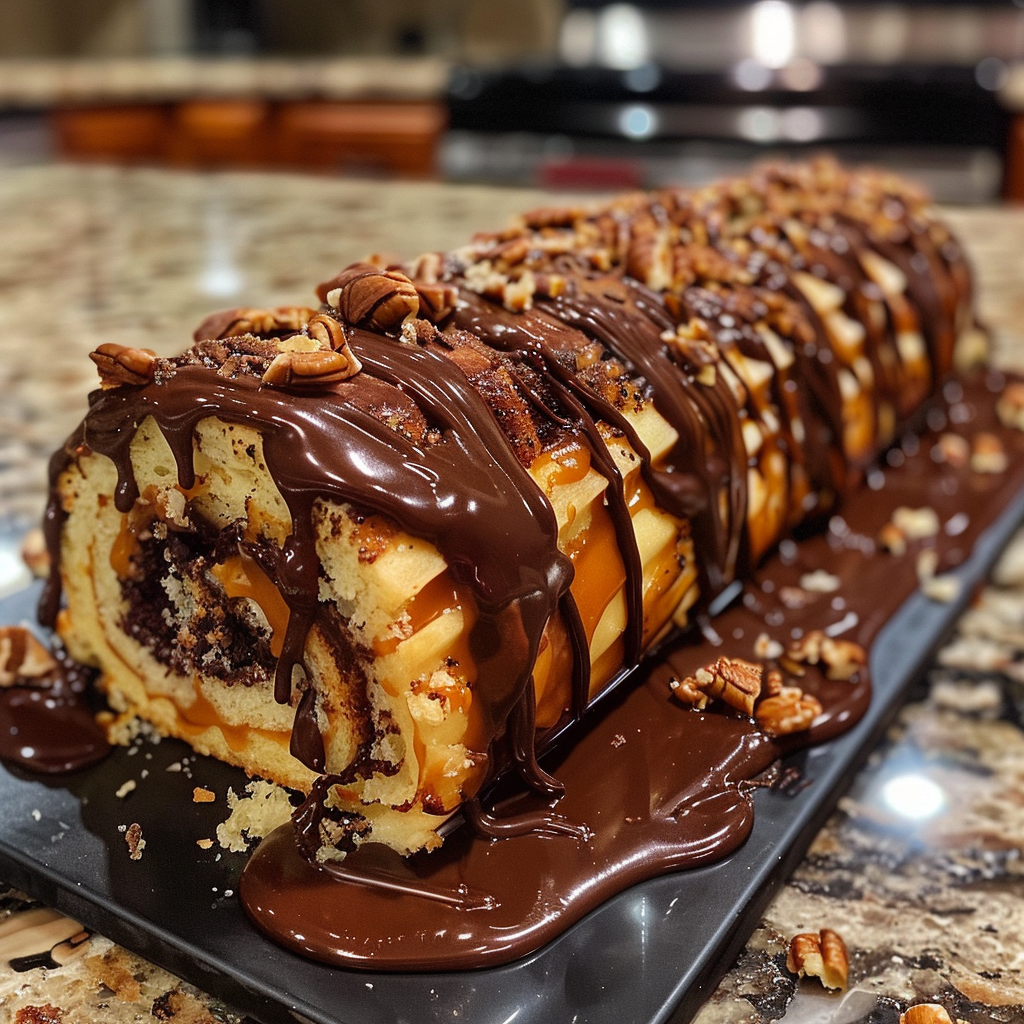 Indulgent Delight: Chocolate Caramel Turtle Cake Roll Everyone Will Love 2 Chocolate Caramel Turtle Cake Roll