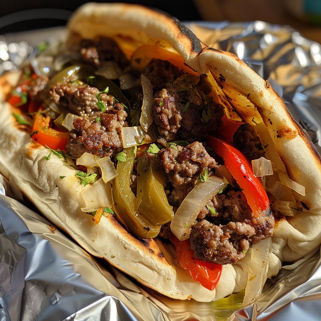 Homemade Hamburger Peppers And Onion Gyros Recipe 3 FFF