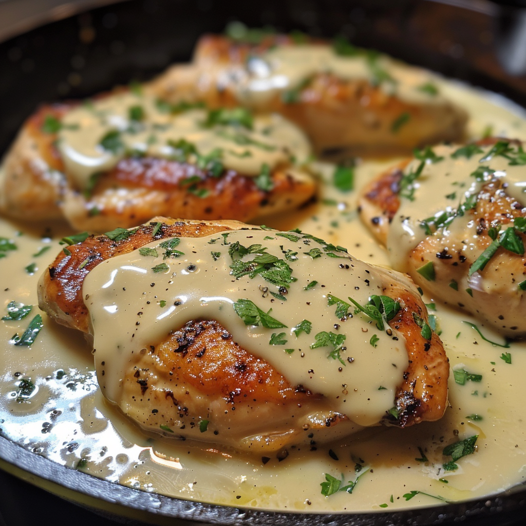 Chicken with Creamy Mustard Asiago Sauce 3 Chicken with Creamy Mustard Asiago Sauce