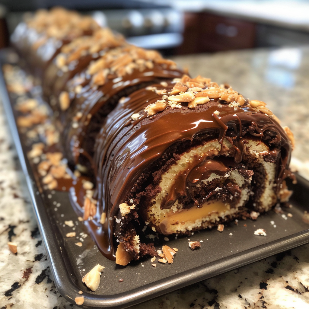 Indulgent Delight: Chocolate Caramel Turtle Cake Roll Everyone Will Love 3 WWWW