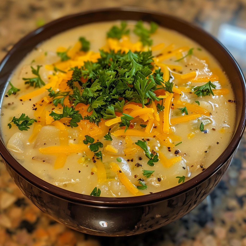 Cheddar Garlic Herb Potato Soup
