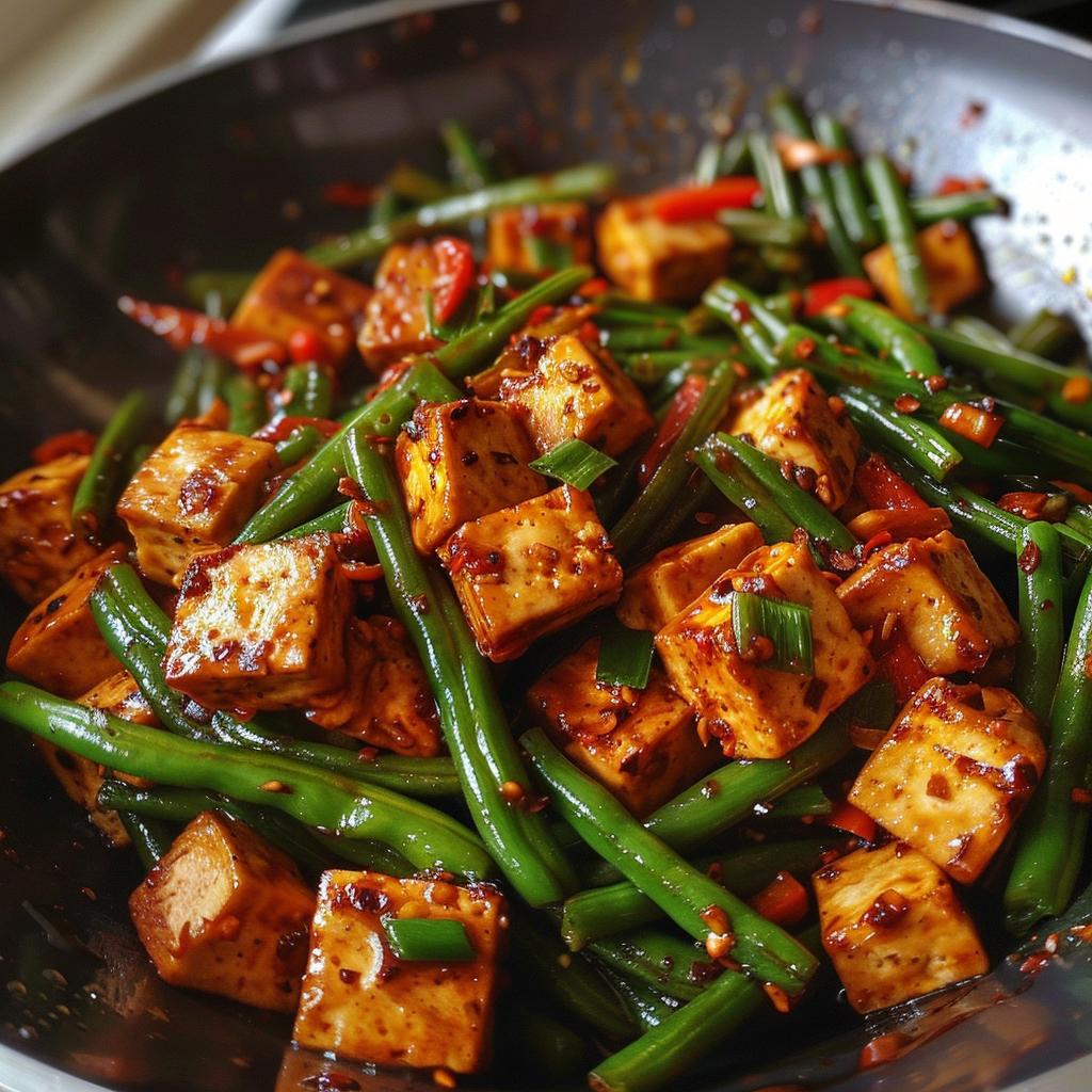 Sticky Chili Tofu and Green Bean Stir Fry 2