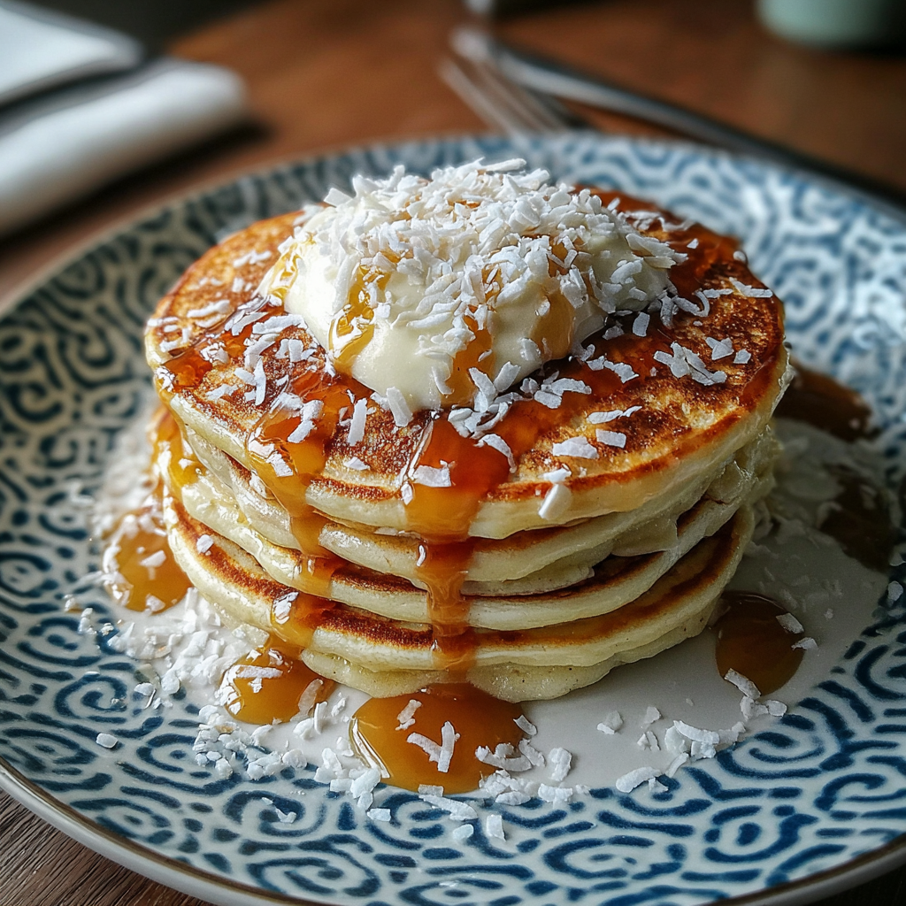 Sweet Coconut Cream Pancakes – Fluffy, Tropical, and Irresistible 5 pancakes 2