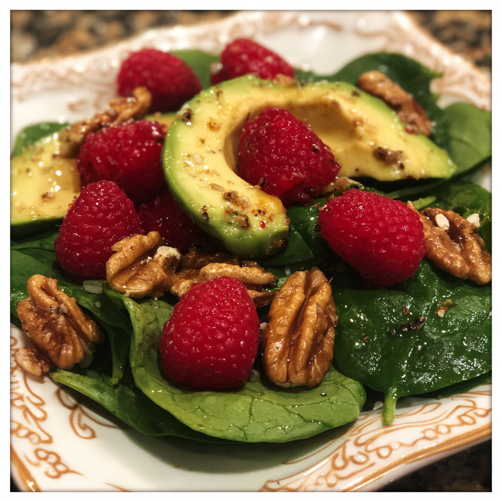 Raspberry-Spinach Salad with Avocado & Walnuts – Fresh, Vibrant, and Naturally Sweet 5 Raspberry Spinach Salad with Avocado Walnuts 3
