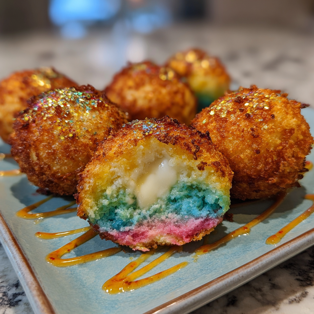 Crispy Cotton Candy Cheesecake Bombs Recipe 3