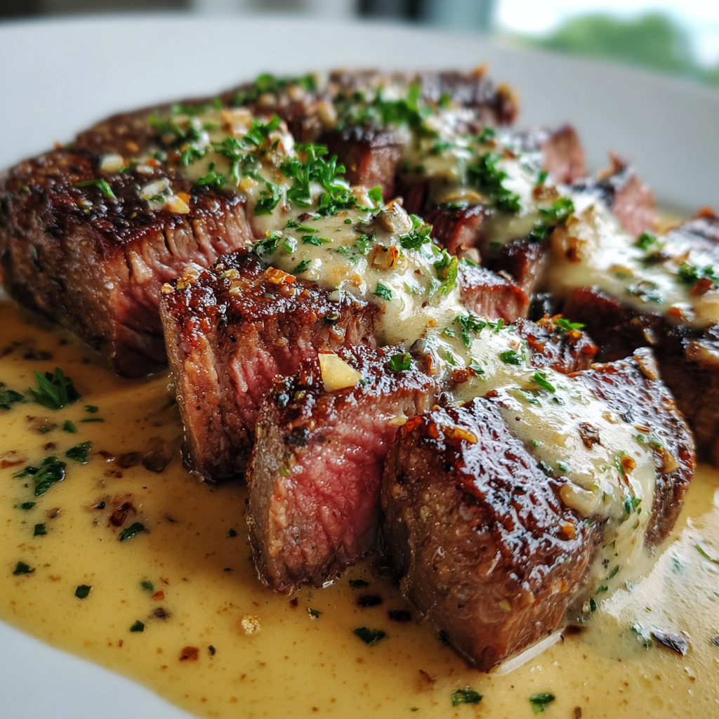 Steak with Bourbon Garlic Cream Sauce 3